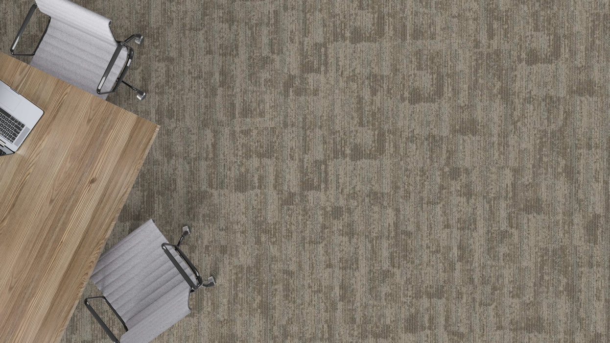 Mohawk - Spatial Build - Dynamic Field GT381 Commercial Carpet Tile - 728 Structural Sand Installed