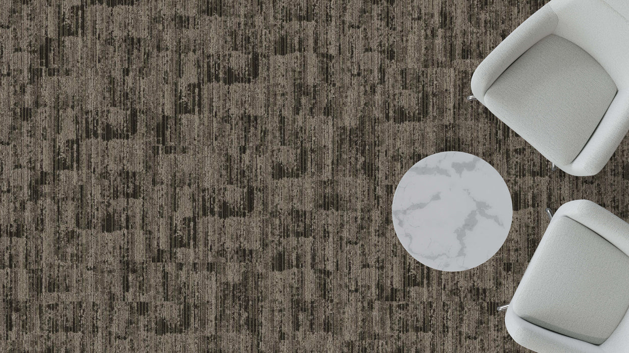 Mohawk - Spatial Build - Dynamic Flow GT383 Commercial Carpet Tile - 858 Charred Timber Installed