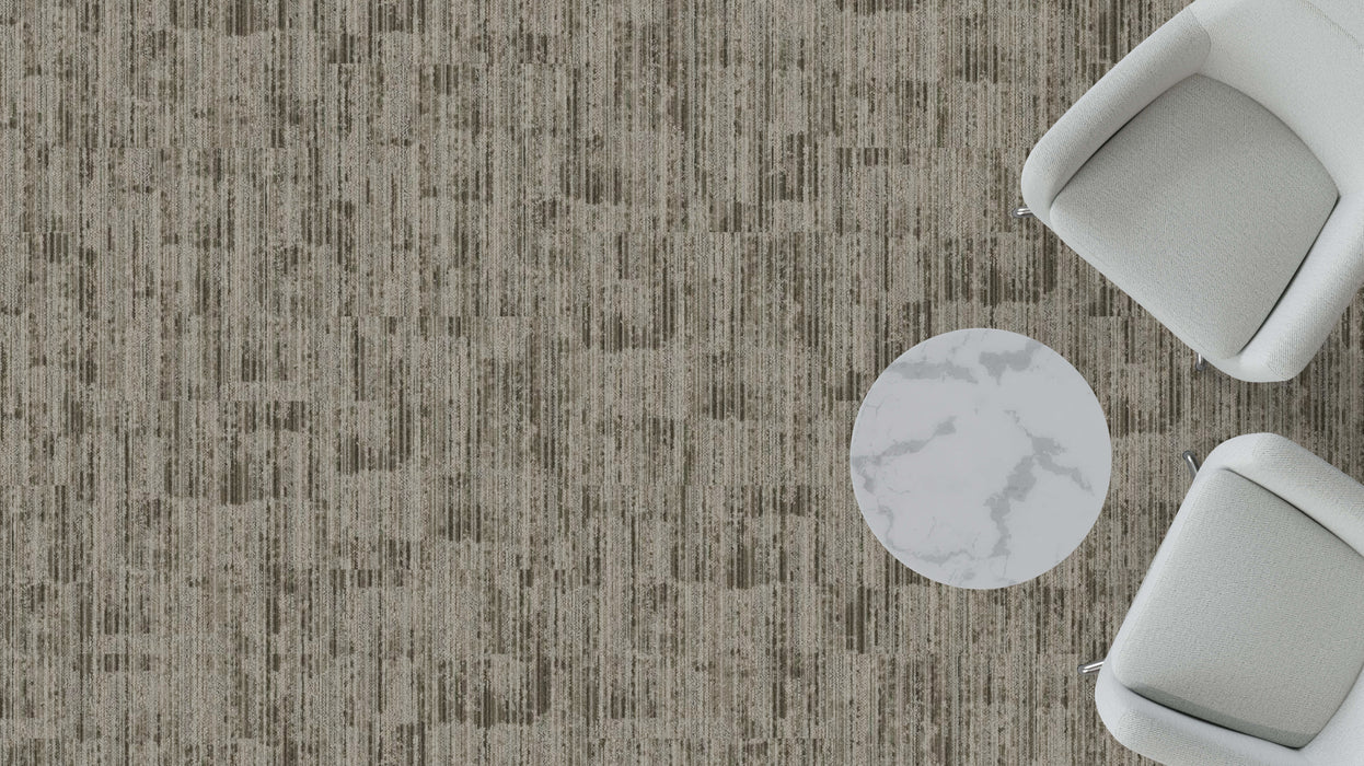 Mohawk - Spatial Build - Dynamic Flow GT383 Commercial Carpet Tile - 738 Sandstone Flute Installed
