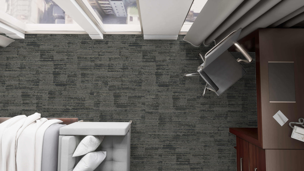 Mohawk - Spatial Build - Dynamic Flow GT383 Commercial Carpet Tile - 919 Stonewash Installed