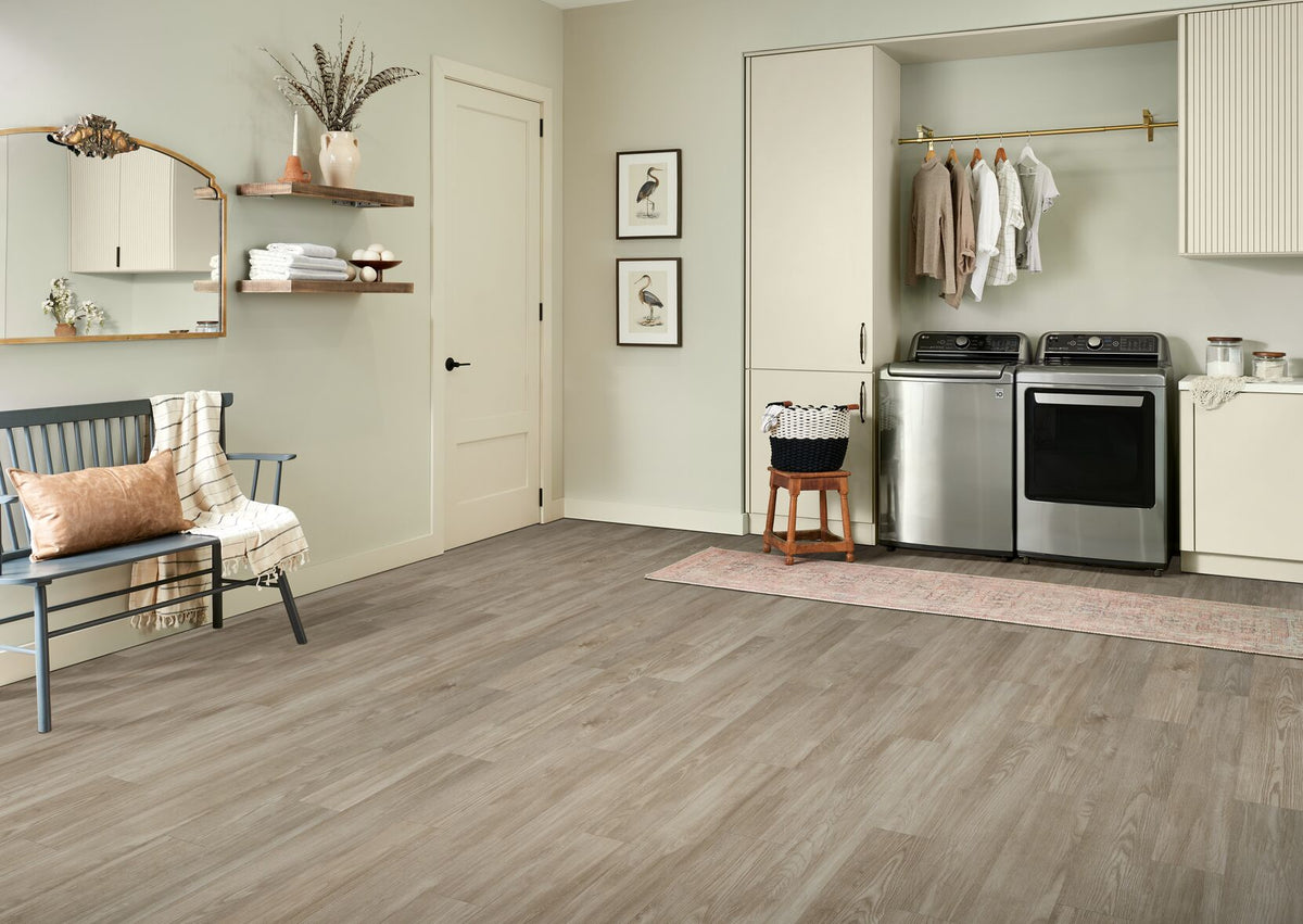 Armstrong Commercial - American Personality Pro - 6.5 in. x 48 in. - Luxury Vinyl Tile - Homespun Impression Antique Beige Installed