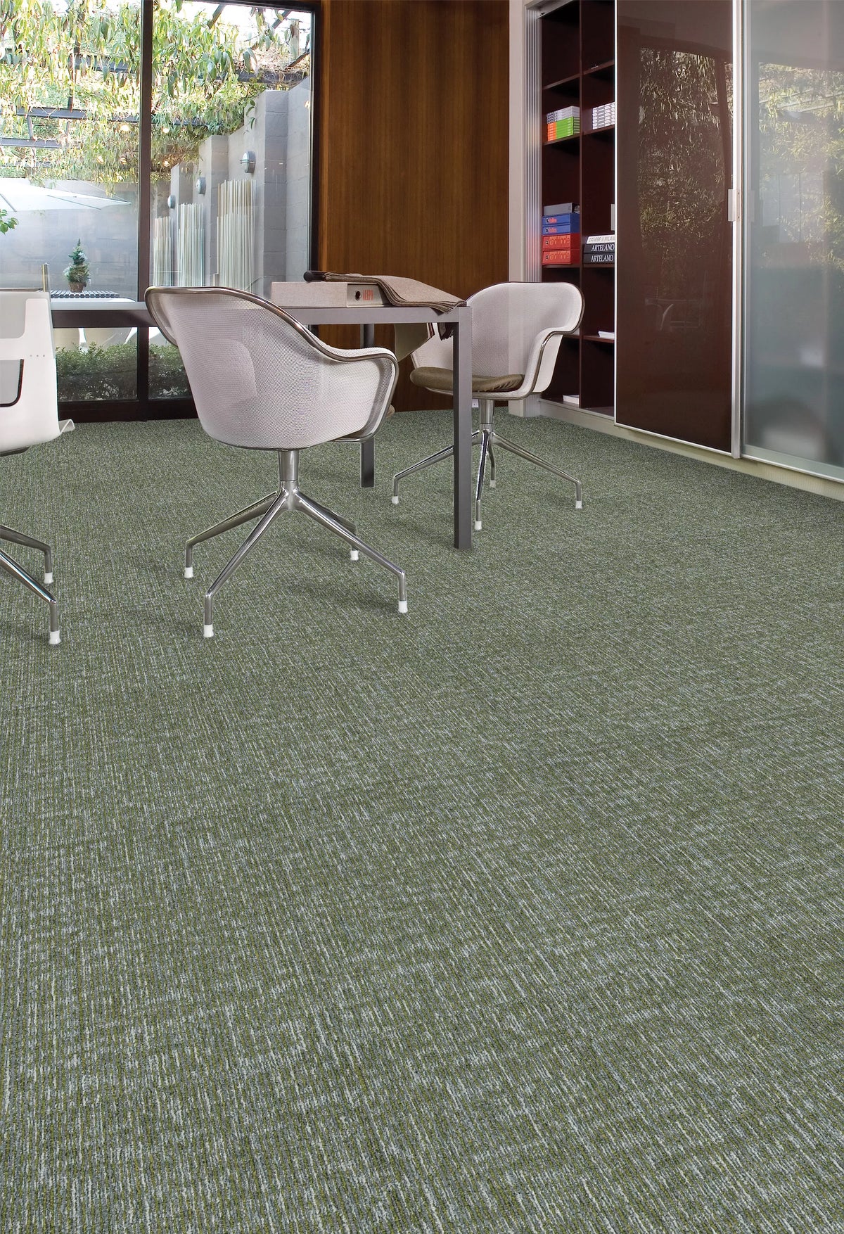 Aladdin Commercial - Find A Way - Restful Trek - Commercial Carpet Tile - Sage Installed