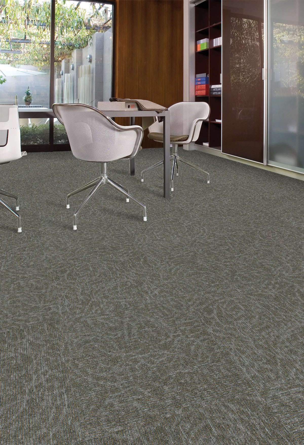 Aladdin Commercial - Find A Way - Meandering Trail - Commercial Carpet Tile - Teak Installeed