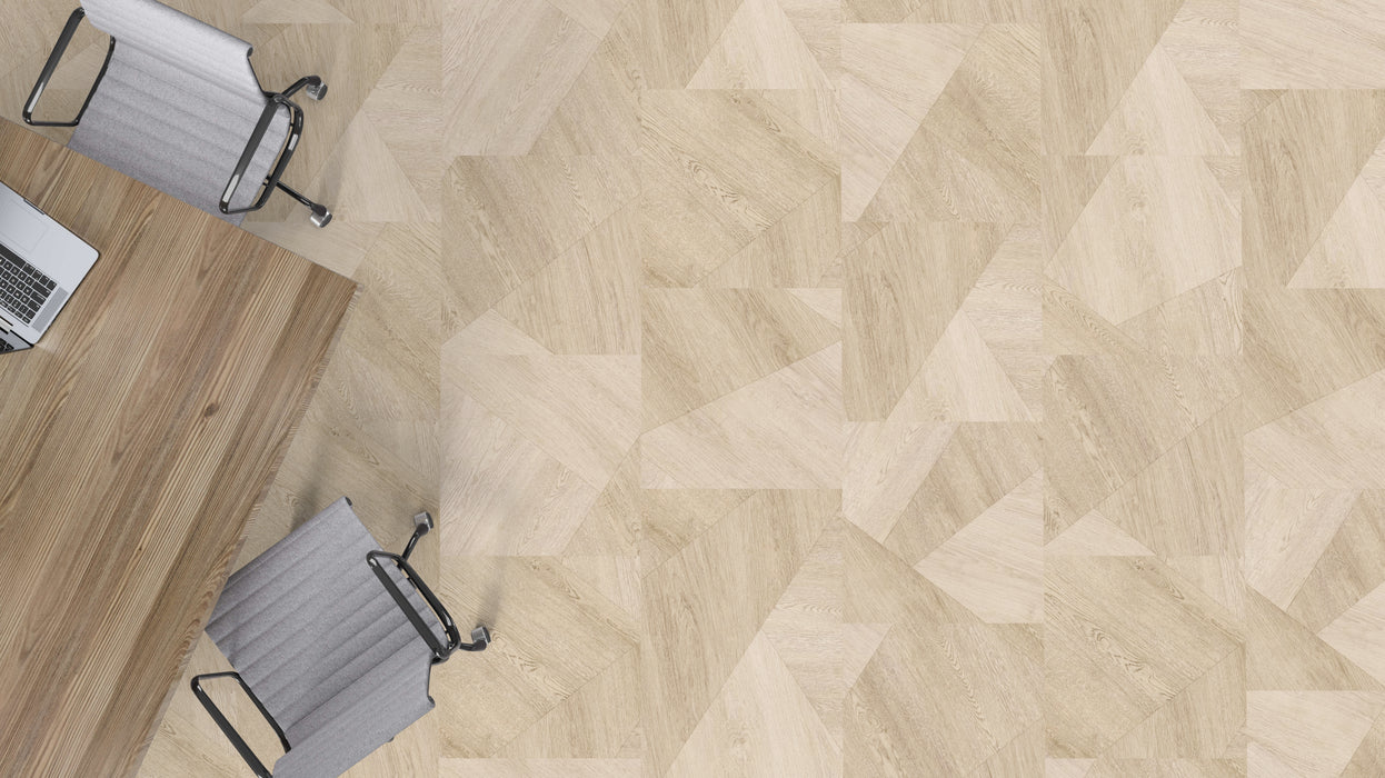 Mohawk - Assembled Woods - Angular Grain - Luxury Vinyl Tile - Blanched Oak floor installation