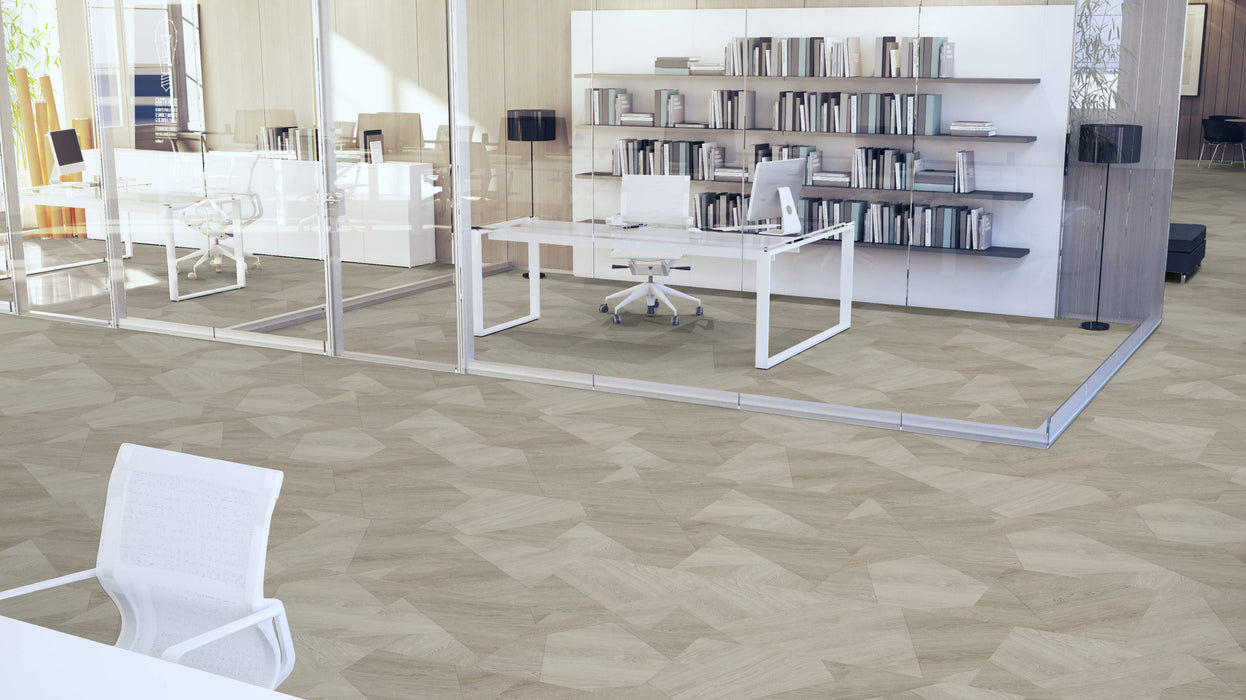 Mohawk - Assembled Woods - Angular Grain - Luxury Vinyl Tile - Driftwood Oak floor installation