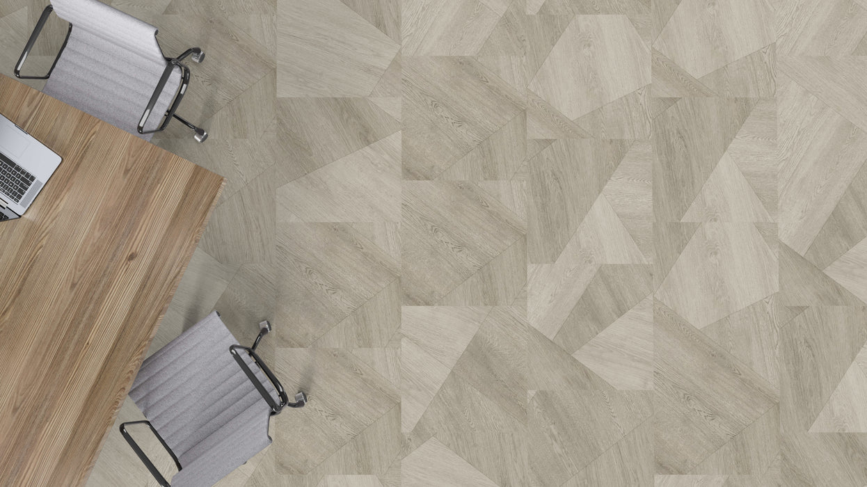 Mohawk - Assembled Woods - Angular Grain - Luxury Vinyl Tile - Driftwood Oak floor installation