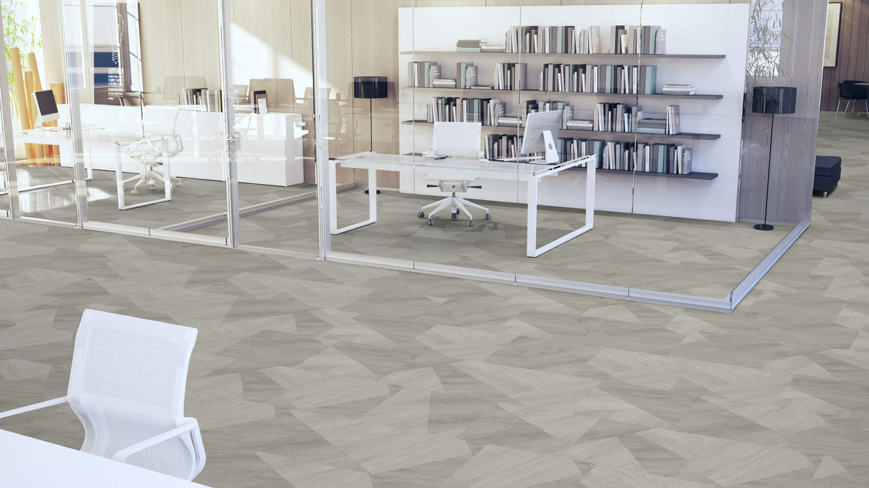 Mohawk - Assembled Woods - Angular Grain - Luxury Vinyl Tile - Riverstone Oak floor installation
