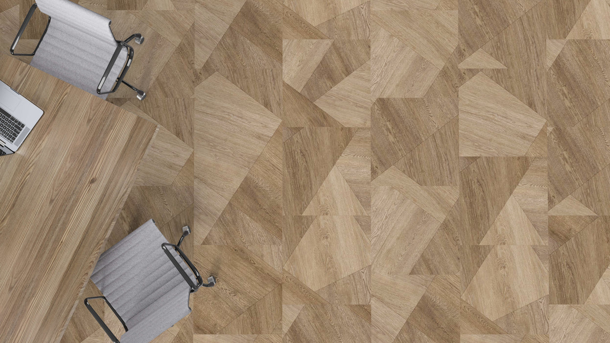Mohawk - Assembled Woods - Angular Grain - Luxury Vinyl Tile - Thistle Oak floor installation
