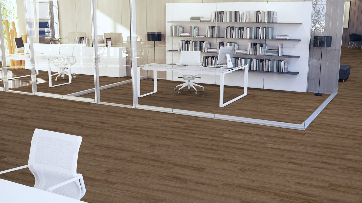 Mohawk - Assembled Woods - Planked - Luxury Vinyl Tile - Tobacco Oak floor installation