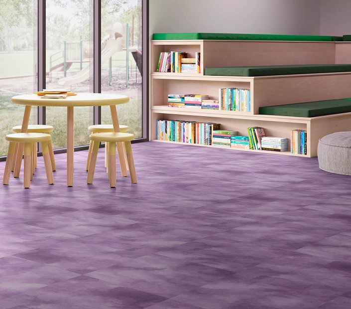 Philadelphia Commercial - Cumulus - 24 in. x 24 in. - Luxury Vinyl Tile - Twilight Room Scene