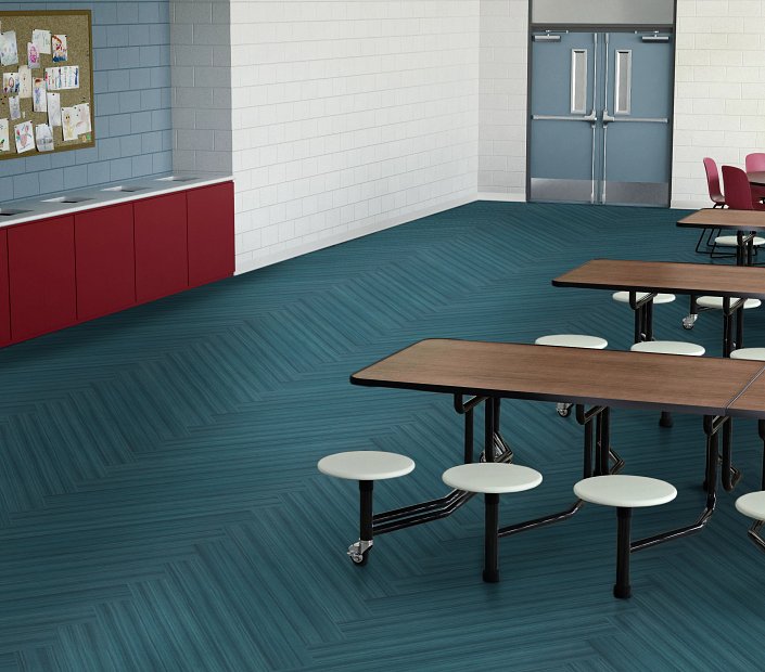 Philadelphia Commercial - Color Scope 30 - Luxury Vinyl Tile - Turquoise floor installation