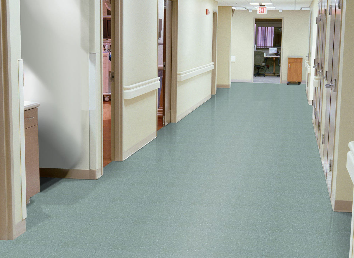 Armstrong Commercial - Standard Excelon Imperial Texture - Vinyl Composition Tile (VCT) - Silver Green Installed