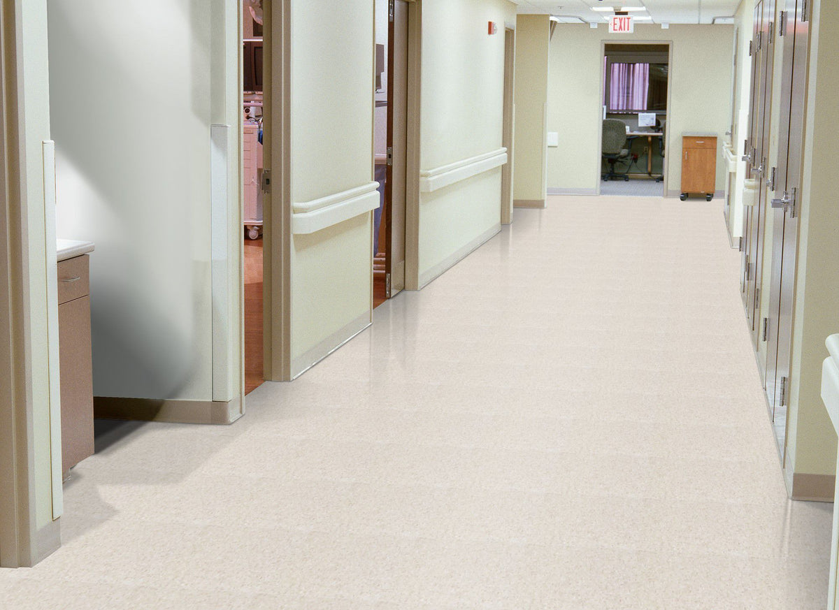 Armstrong Commercial - Standard Excelon Imperial Texture - Vinyl Composition Tile (VCT) - Pearl White Installed