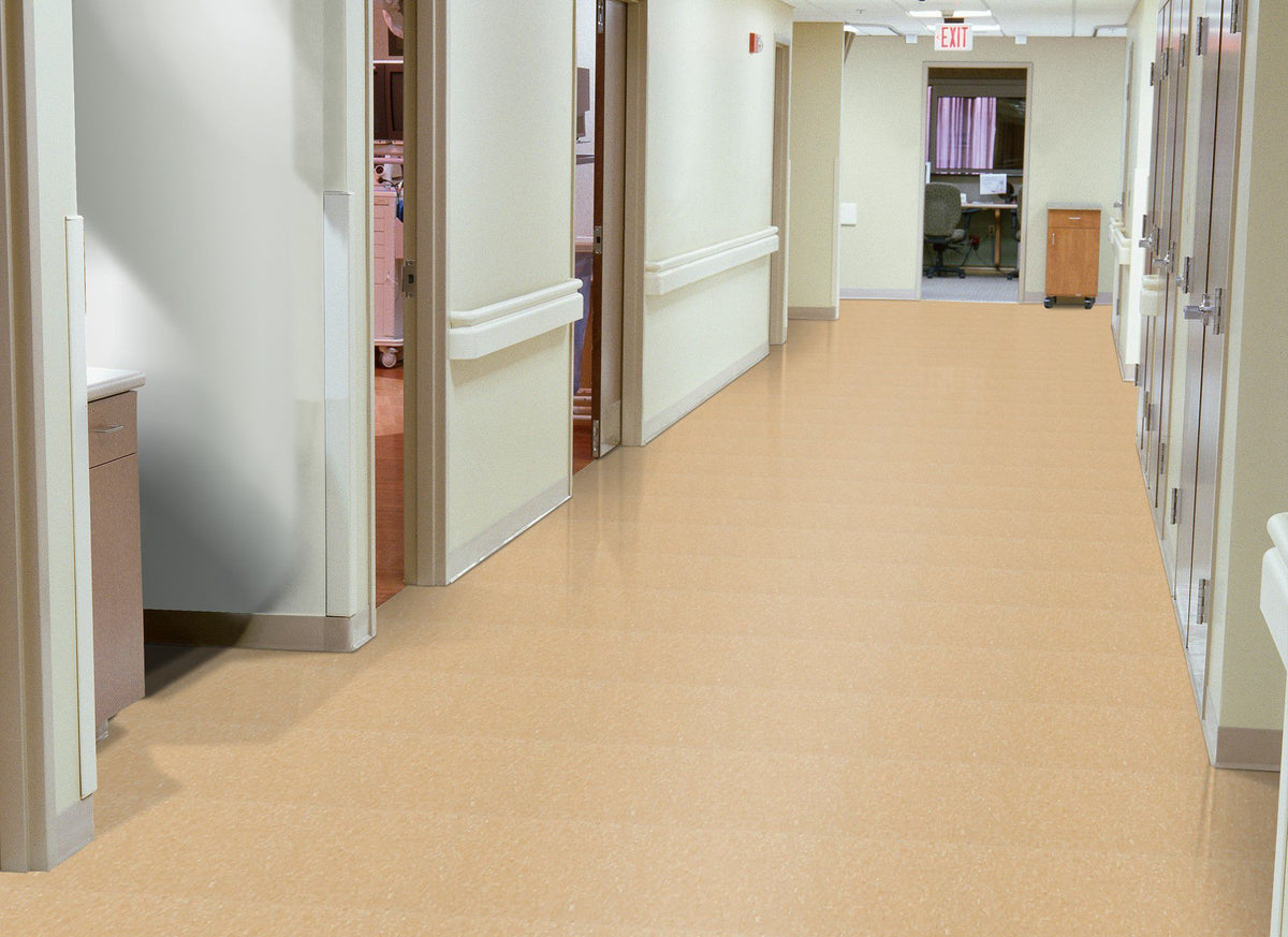 Armstrong Commercial - Standard Excelon Imperial Texture - Vinyl Composition Tile (VCT) - Camel Beige Installed