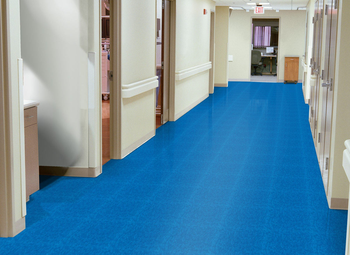 Armstrong Commercial - Standard Excelon Imperial Texture - Vinyl Composition Tile (VCT) - Caribbean Blue Installed