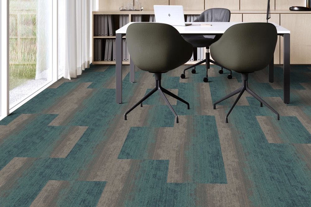 Shaw Contract - Local Landscapes - Migrate Tile - 18 in. x 36 in. - Commercial Carpet Tile - Desert Oasis Installed