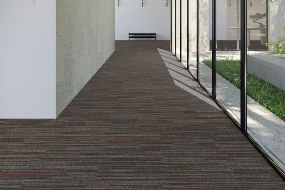 Shaw Contract - Connected Threads - Hand Stitch Tile - 9 in. x 36 in. - Commercial Carpet Tile - Heritage Red