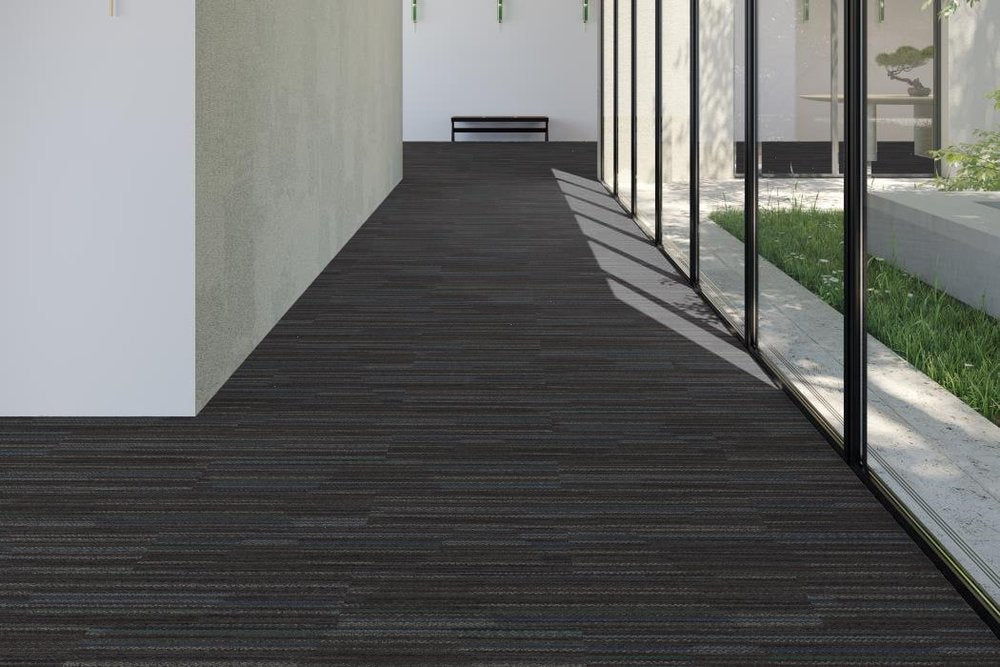 Shaw Contract - Connected Threads - Hand Stitch Tile - 9 in. x 36 in. - Commercial Carpet Tile - Mended Denim