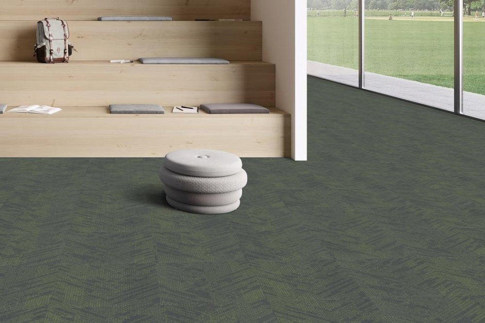 Shaw Contract - Creative Zone - Imagine Tile - 24 in. x 24 in. - Commercial Carpet Tile - Cultivate Green Room Scene