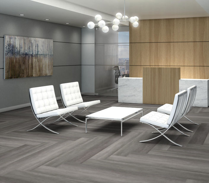 Philadelphia Commercial - Philosopher's Tree - Luxury Vinyl Plank - Graphite Steel floor installation