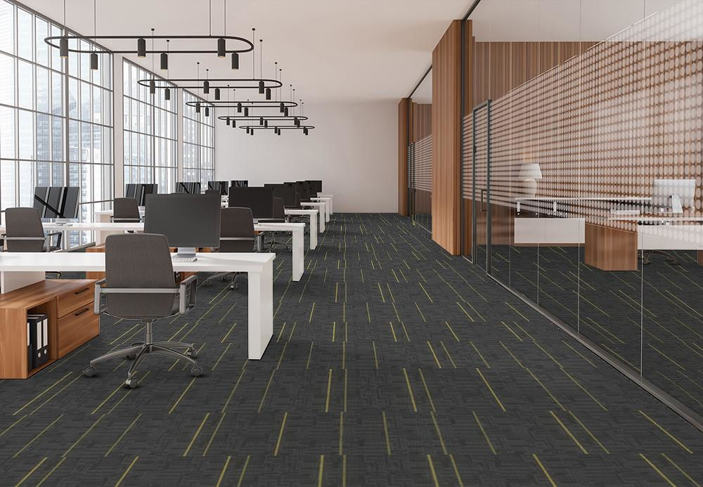 EF Contract - Echo - 24 in. x 24 in. - Commercial Carpet Tile - Cyber floor installation