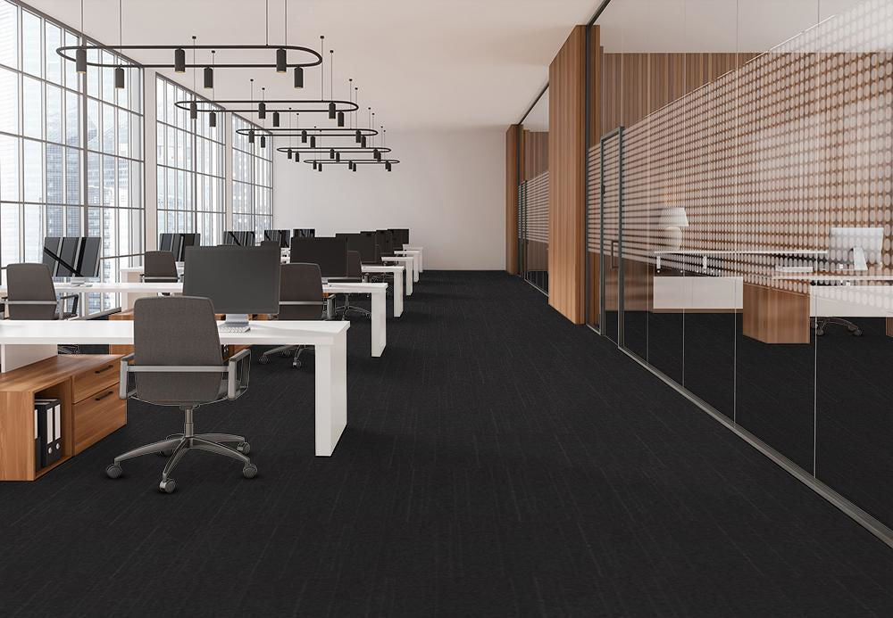 EF Contract - Uplink Groove - 24 in. x 24 in. - Commercial Carpet Tile - Charcoal floor installation