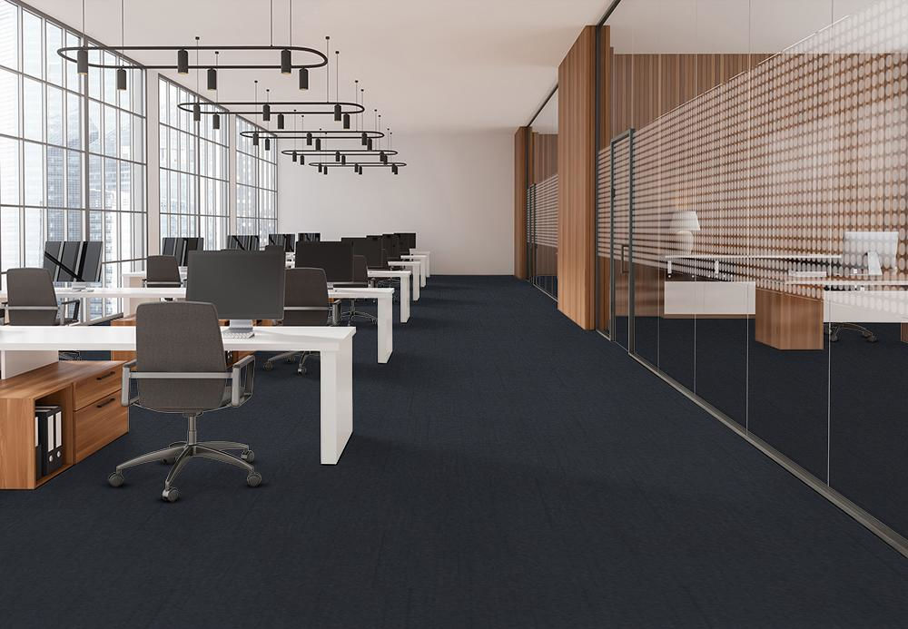 EF Contract - Uplink Groove - 24 in. x 24 in. - Commercial Carpet Tile - Denim floor installation