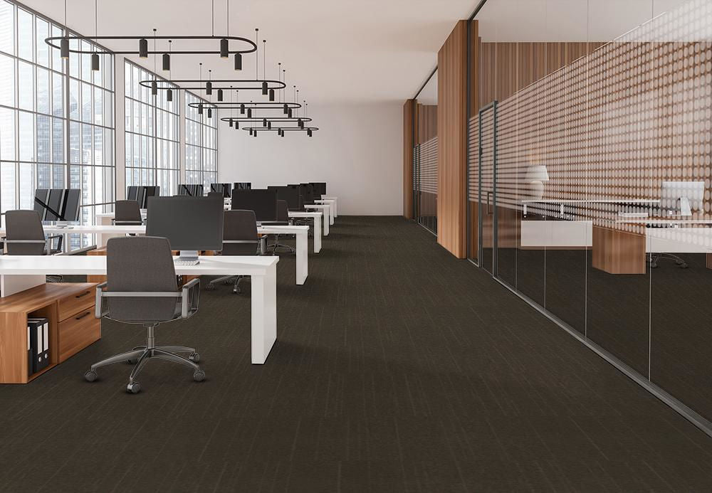 EF Contract - Uplink Groove - 24 in. x 24 in. - Commercial Carpet Tile - Brown floor installation