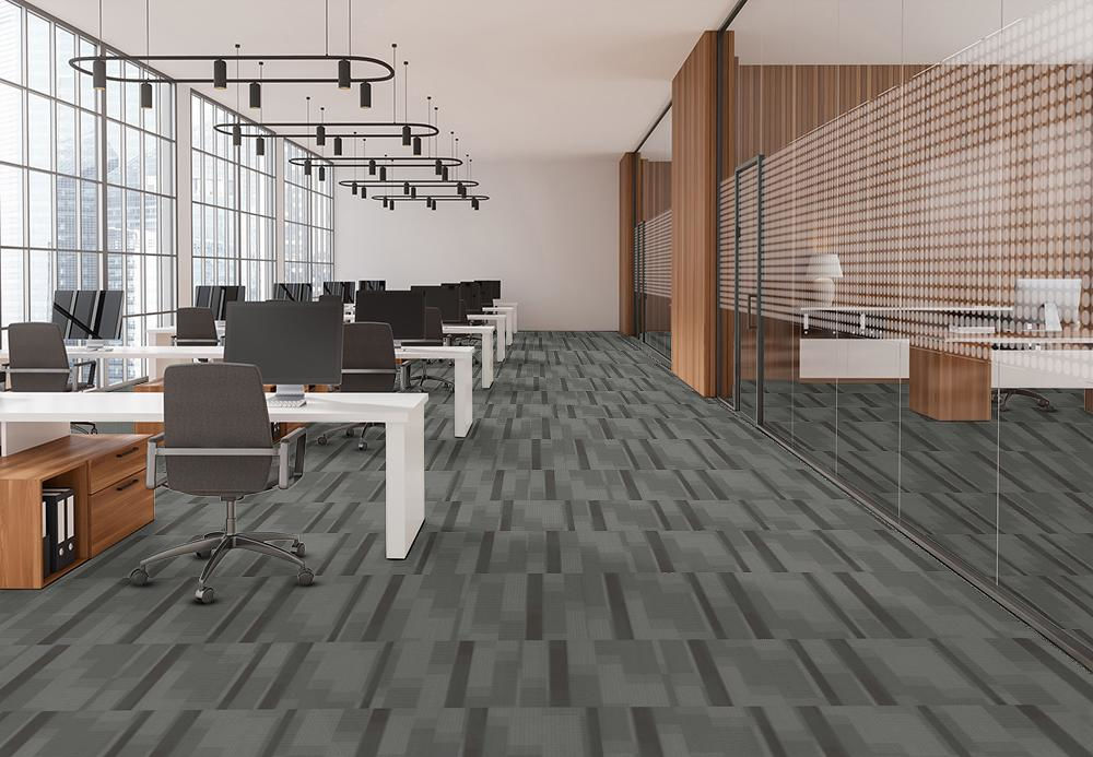 EF Contract - Amplify - 24 in. x 24 in. - Commercial Carpet Tile - Carob floor installation