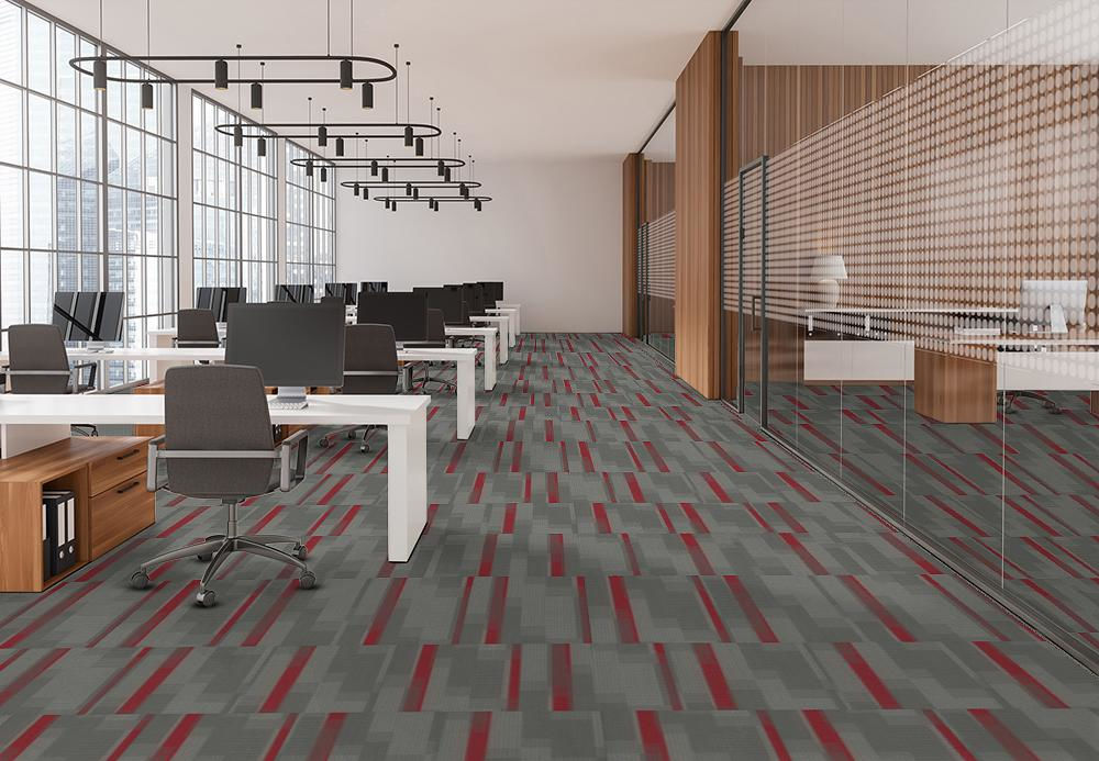 EF Contract - Amplify - 24 in. x 24 in. - Commercial Carpet Tile - Chili Red floor installation