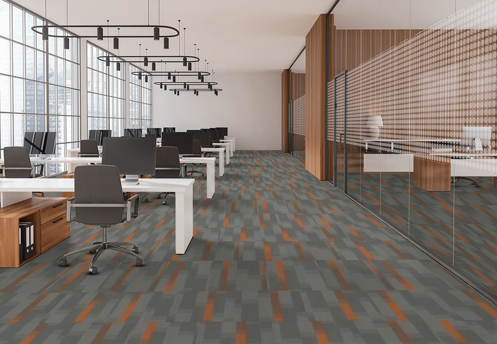 EF Contract - Amplify - 24 in. x 24 in. - Commercial Carpet Tile - Sunburst floor installation