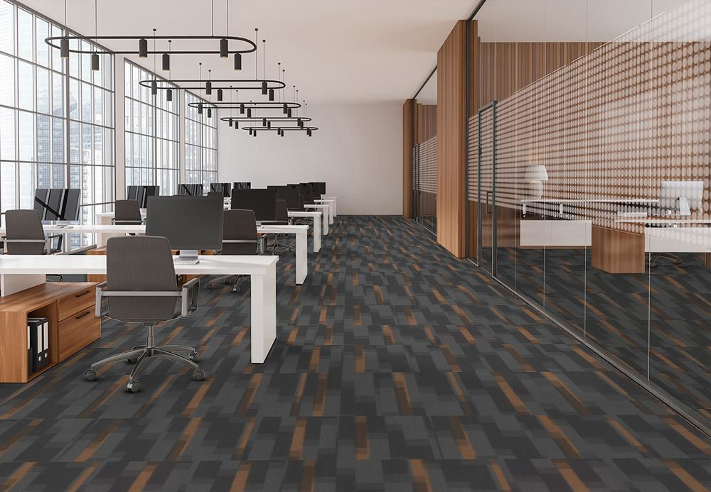 EF Contract - Magnify - 24 in. x 24 in. - Commercial Carpet Tile - Sunburst floor installation