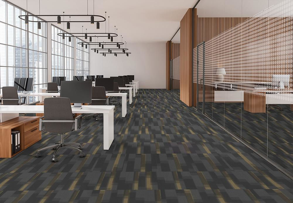 EF Contract - Magnify - 24 in. x 24 in. - Commercial Carpet Tile - Medallion floor installation
