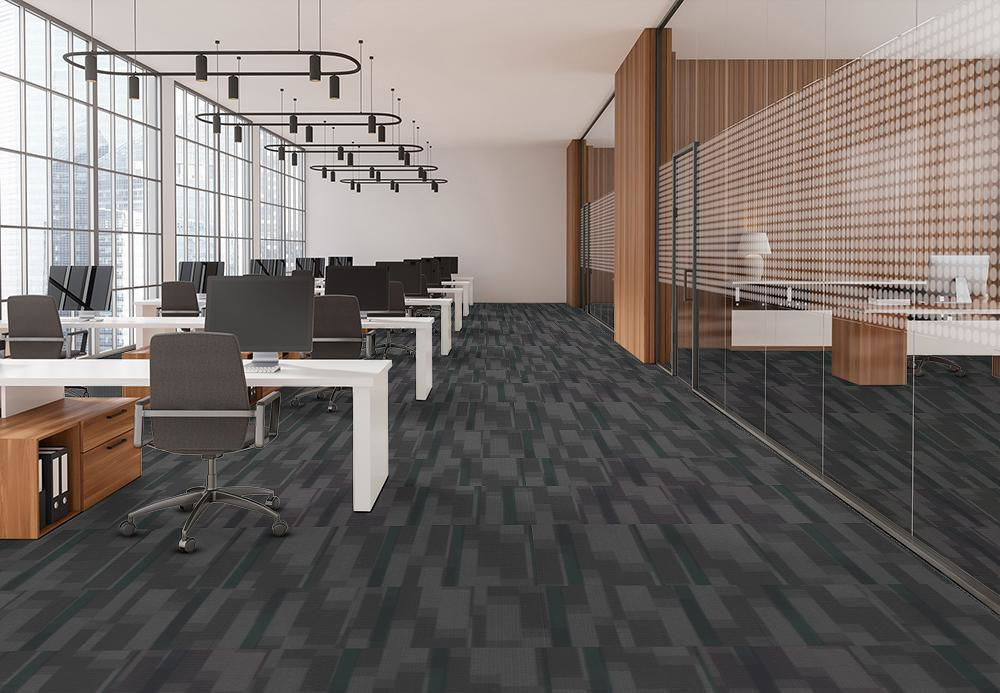 EF Contract - Magnify - 24 in. x 24 in. - Commercial Carpet Tile - Ocean Tropic floor installation