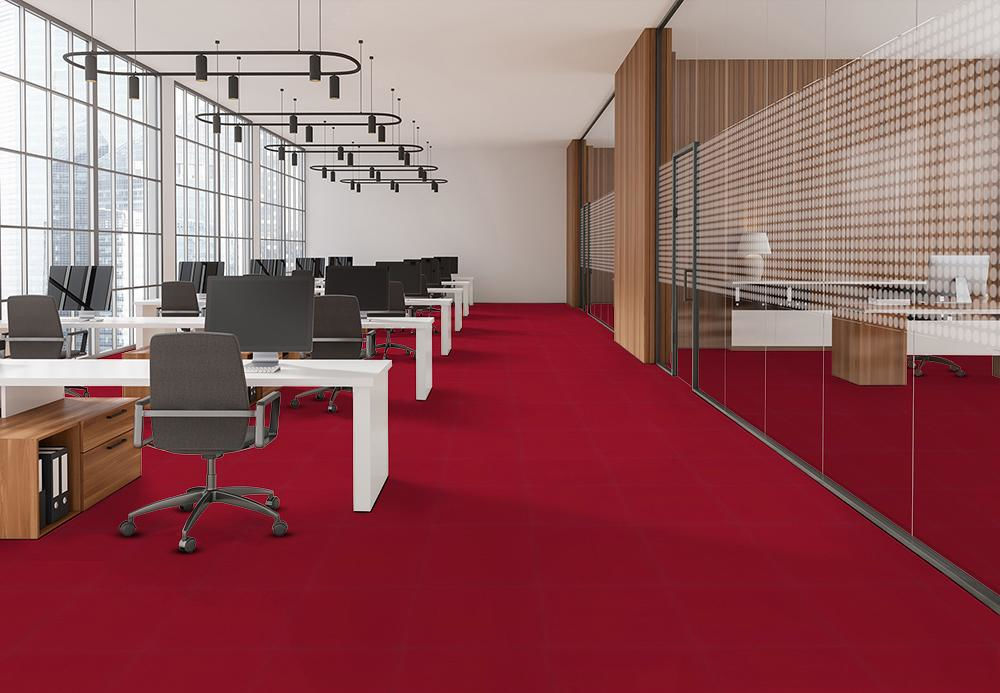 EF Contract - Colorburst - 24 in. x 24 in. - Commercial Carpet Tile - Red floor installation