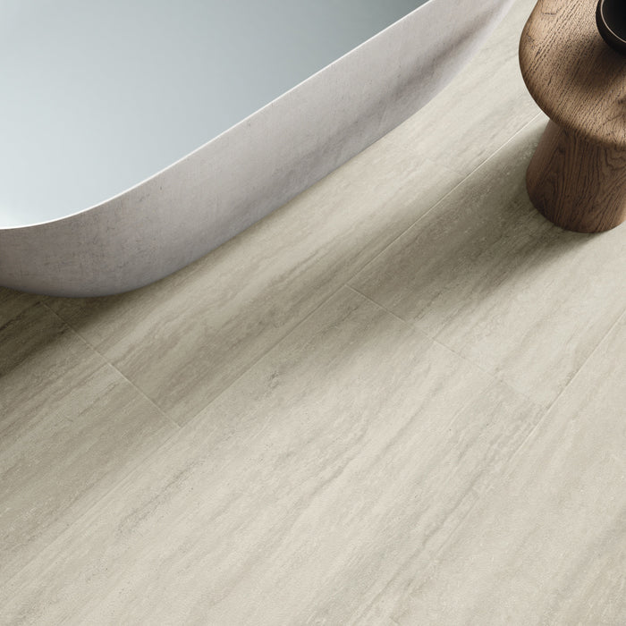 Karndean - Art Select 18" x 36" Glue Down Commercial Vinyl - Silk Travertino Bathroom Close View