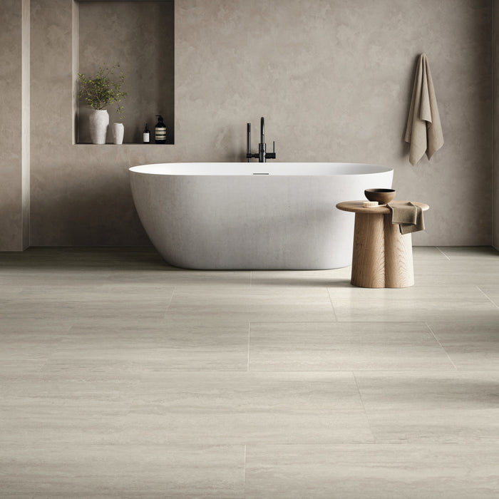 Karndean - Art Select 18" x 36" Glue Down Commercial Vinyl - Silk Travertino Bathroom Install