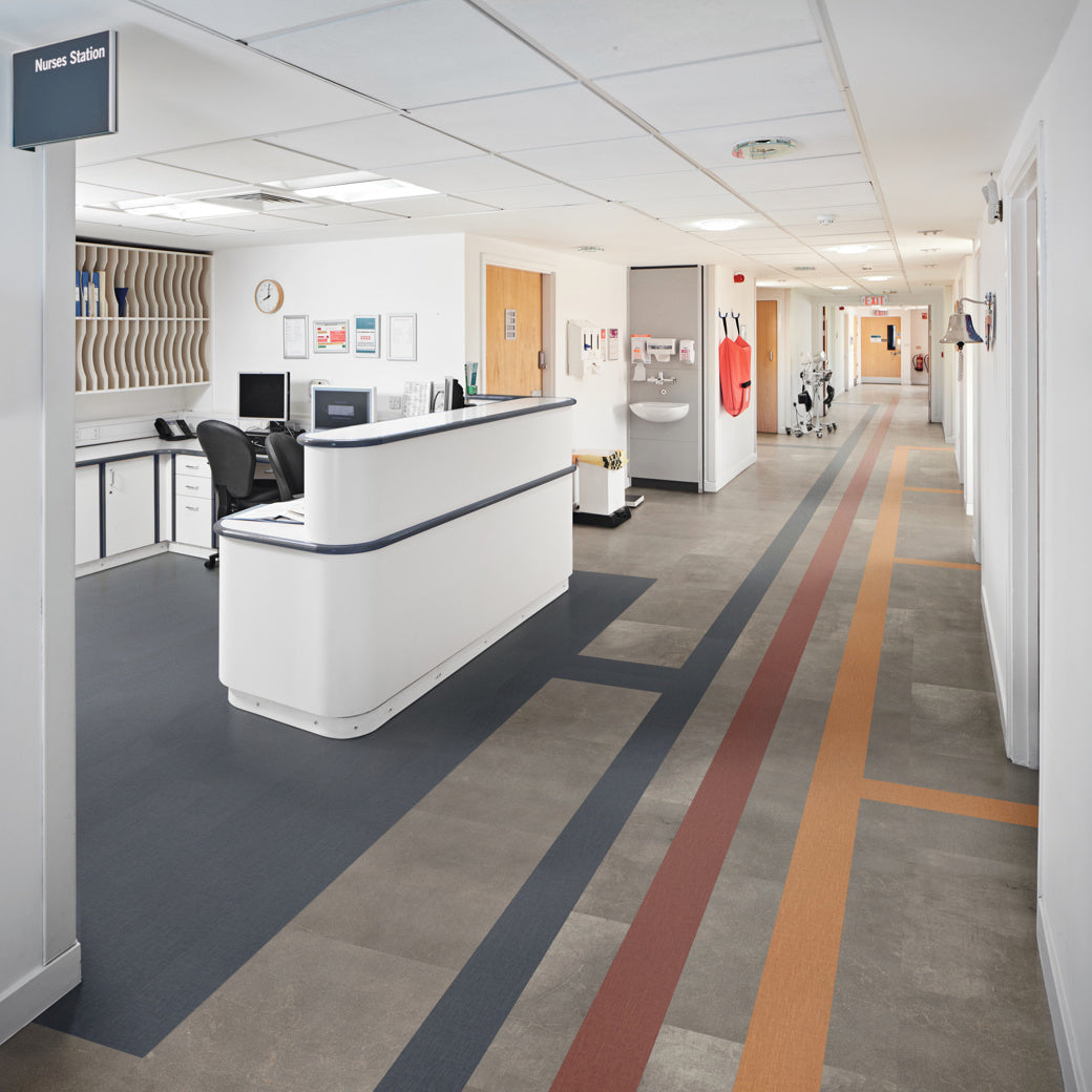 Karndean - Opus 6 in. x 36 in. Commercial Gluedown Vinyl Plank - Burnt Sienna Hospital Install
