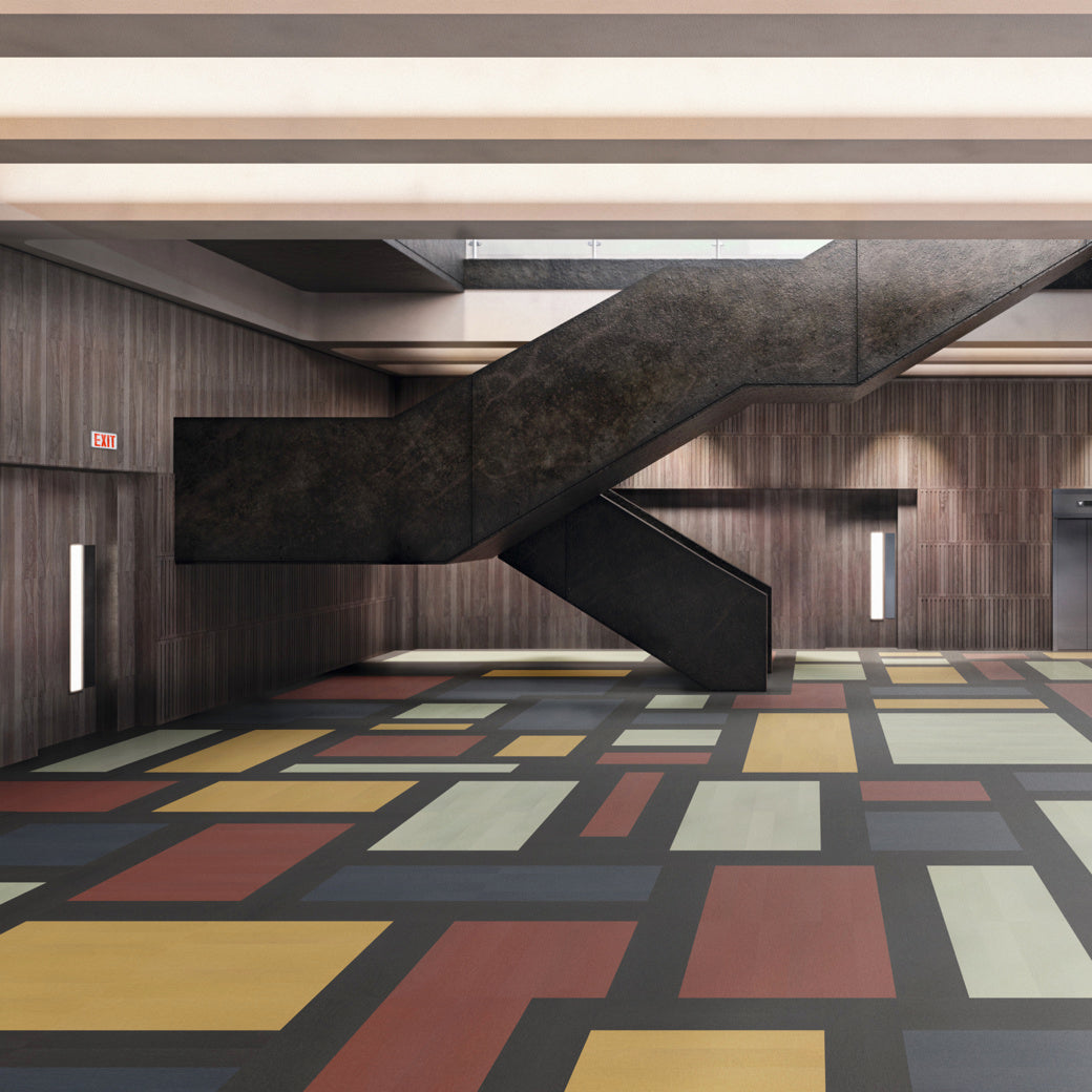 Karndean - Opus 6 in. x 36 in. Commercial Gluedown Vinyl Plank - Burnt Sienna Lobby Install