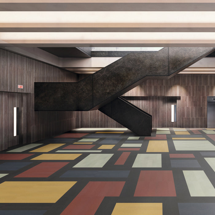Karndean - Opus 6 in. x 36 in. Commercial Gluedown Vinyl Plank - Burnt Sienna Lobby Install