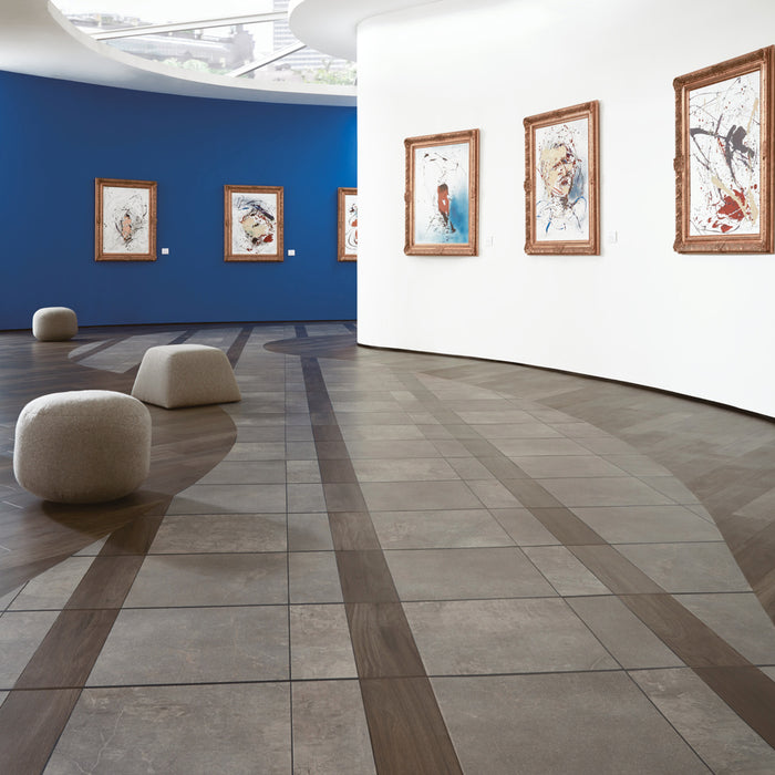 Karndean - Opus 6 in. x 36 in. Commercial Gluedown Vinyl Plank - Tenebra Walnut Room Scene