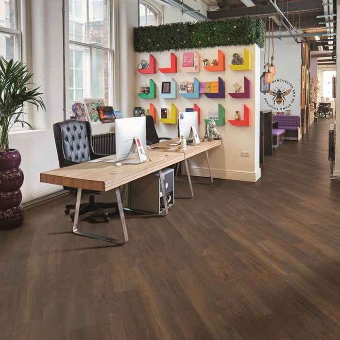 Karndean - Opus 6 in. x 36 in. Commercial Vinyl Gluedown Plank - Natural Walnut Office Install